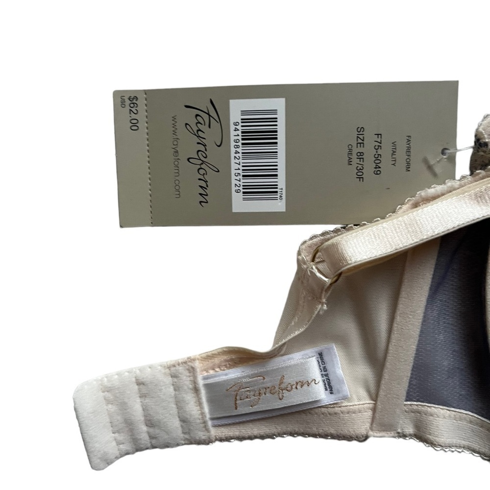 NWT Fayreform Vitality Sheer Lace Bra in Cream Lined with Gray/Purple UK 30F - Picture 5 of 10